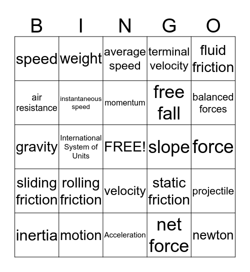 2nd 9 weeks Bingo Card