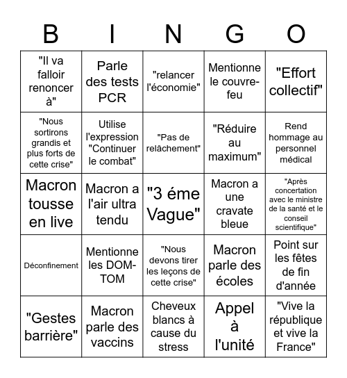 BINGO ALLOCUTION MACRON 24/11 Bingo Card