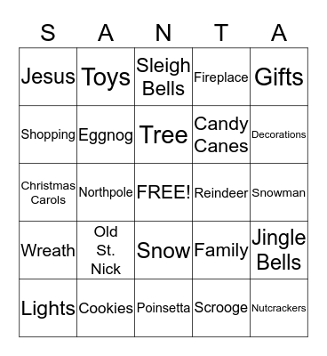 Christmas Bingo Card