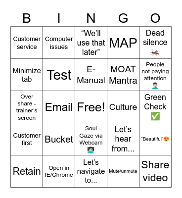 Training Bingo Card