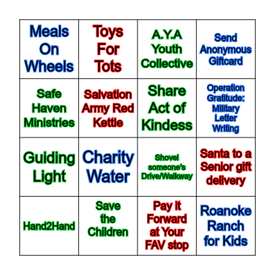 Tis The Season To Give Bingo Card