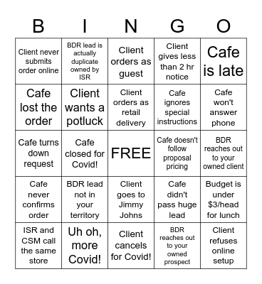 2020 Orders Bingo Card
