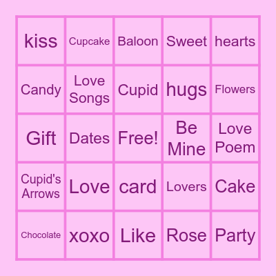 Valentine's Day Bingo Card Bingo Card