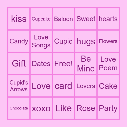 Valentine's Day Bingo Card Bingo Card