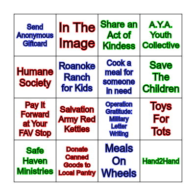 Tis The Season To Give Bingo Card