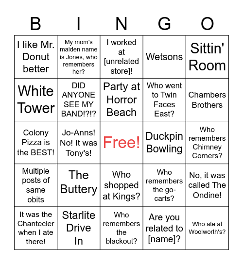 You Know You're Really From Stamford Bingo Card
