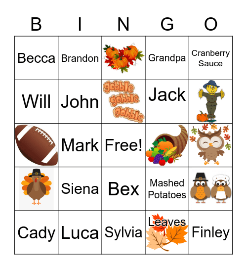 Fall Bingo Card