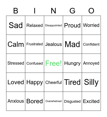 Feelings BINGO Card