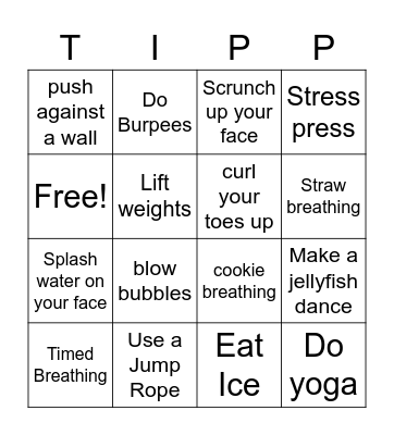 DBT Bingo-TIPP Bingo Card