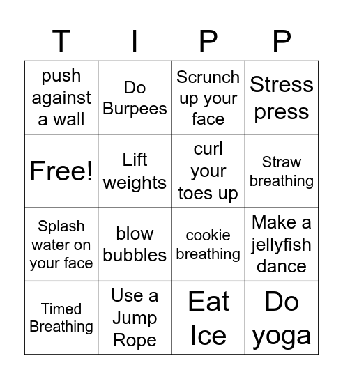 DBT Bingo-TIPP Bingo Card
