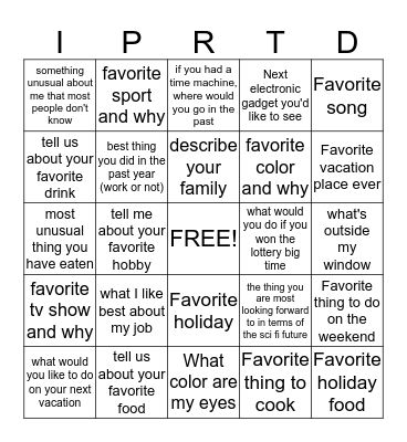 IPRT - Deployment BINGO !!!! Bingo Card