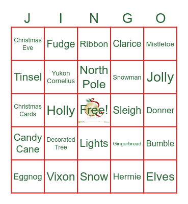 CHRISTMAS JINGO Bingo Card