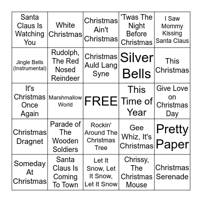 Christmas Songs Bingo Card