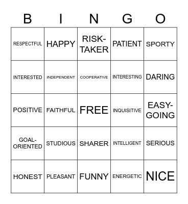 FRIENDSHIP Bingo Card