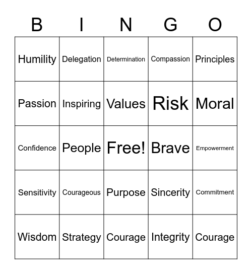 Leadership Bingo Card