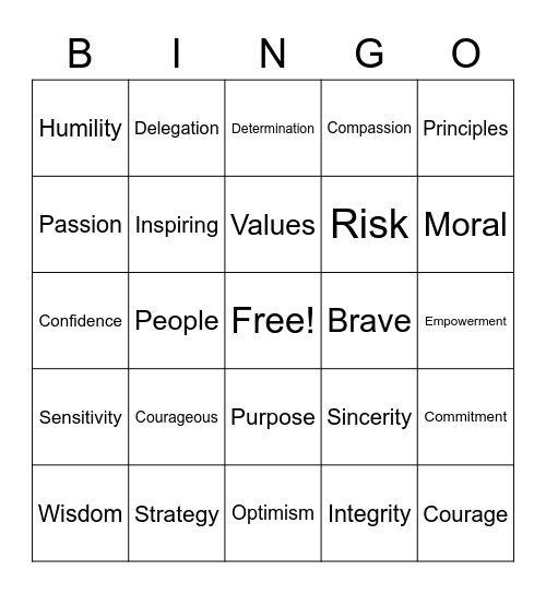 Leadership Bingo Card