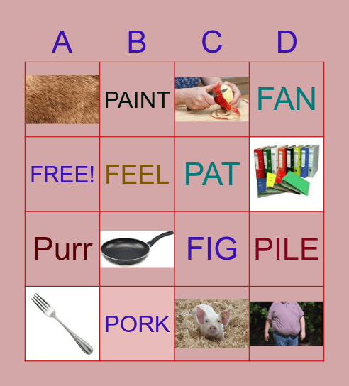 P AND F Bingo Card