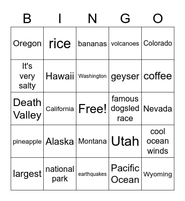 West Region Bingo Review Bingo Card