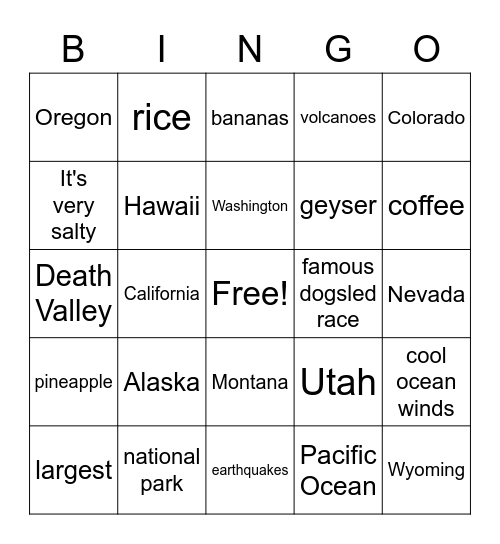 West Region Bingo Review Bingo Card