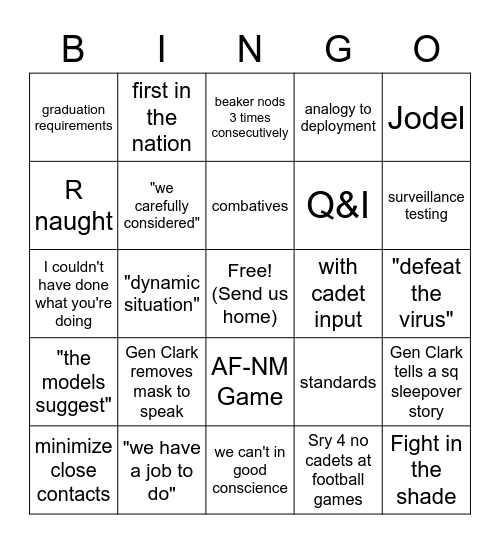 24/11/2020 All Call Bingo Card