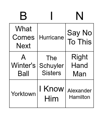 Hamilton bINGOs Bingo Card