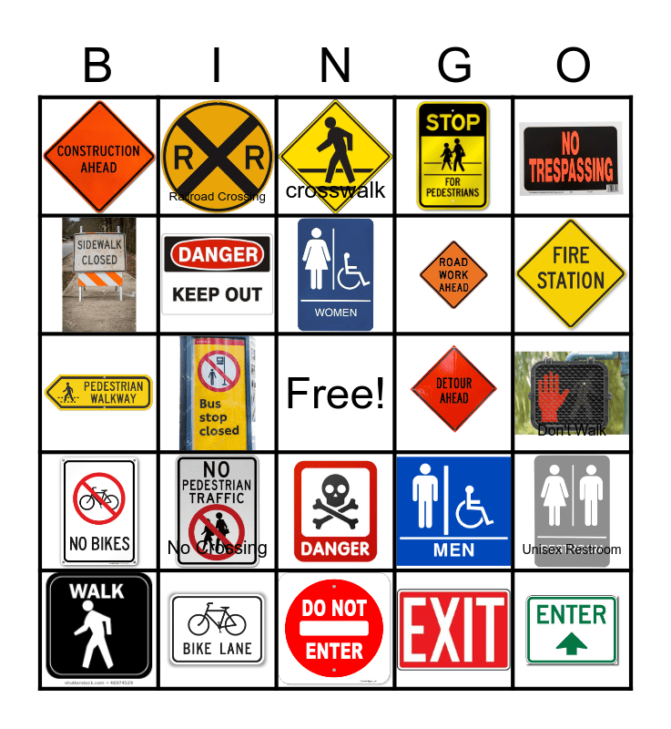 Signs in the Comminity Bingo Card