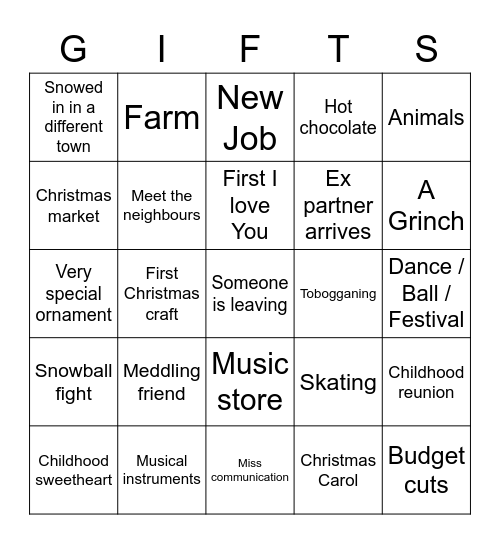 Hallmark Christmas Movie BINGO Card