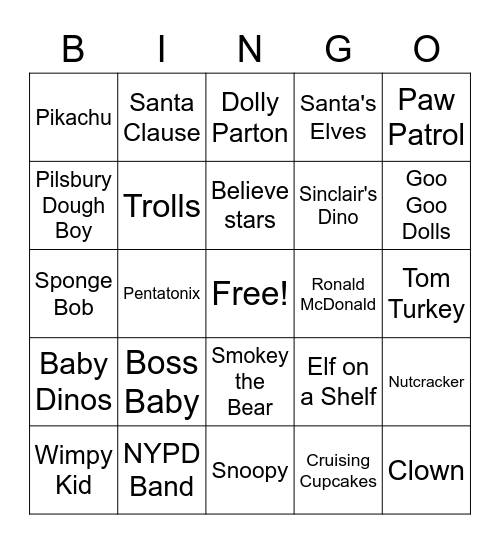 Parade Bingo 2020 Bingo Card