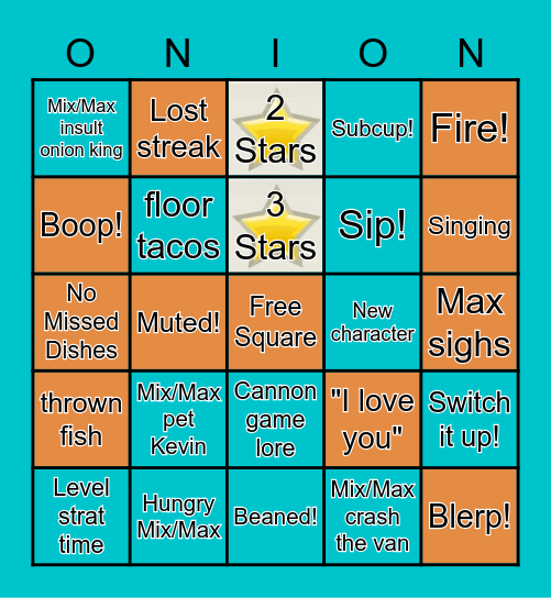 Overcooked 2 Bingo Card