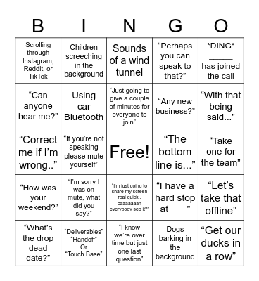 Ever Meeting Ever Bingo Card