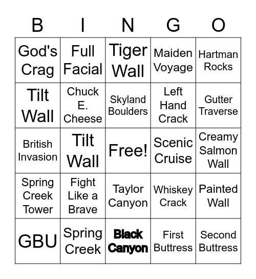 Climber's Bingo! Bingo Card