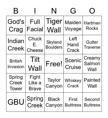 Climber's Bingo! Bingo Card