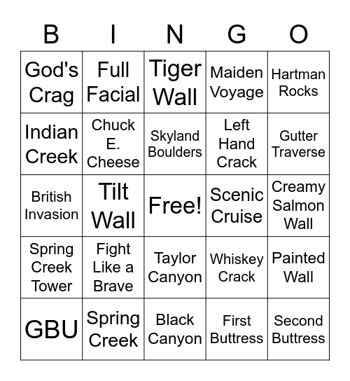 Climber's Bingo! Bingo Card