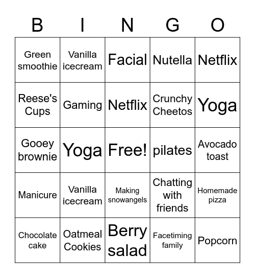 Wellness Bingo Card