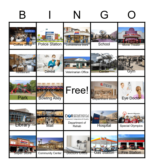 Resources in the Community Bingo Card
