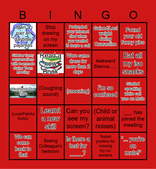 Work From Home Bingo Card