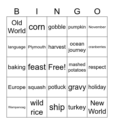 Thanksgiving Bingo Card