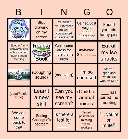 Work From Home Bingo Card