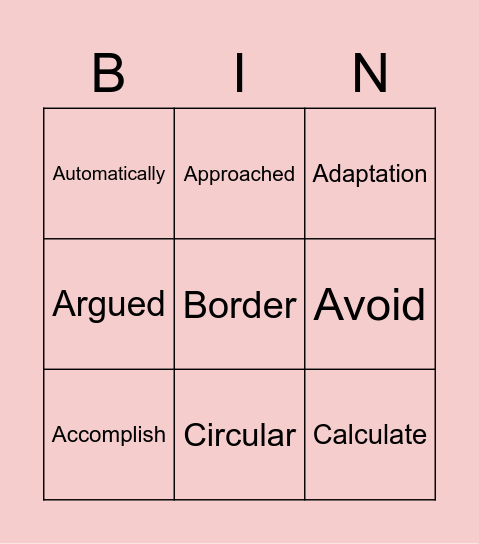 4th Grade ELL Bingo Card