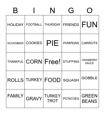 Thanksgiving Bingo Card