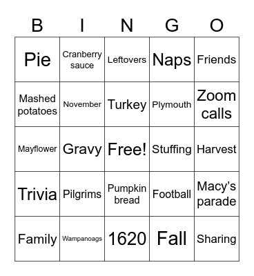 Thanksgiving Bingo Card