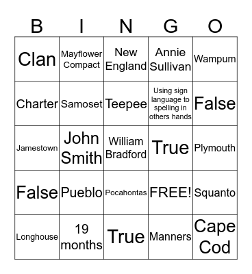 Semester Social Studies Review Bingo Card