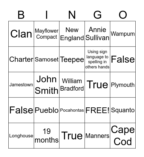 Semester Social Studies Review Bingo Card