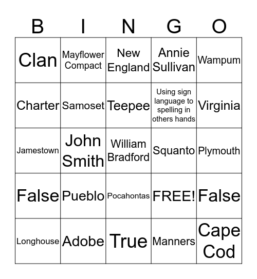 Semester Social Studies Review Bingo Card