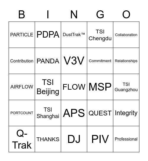 Thank You! TSI Members Bingo Card