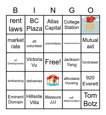 CCED Bingo! Bingo Card