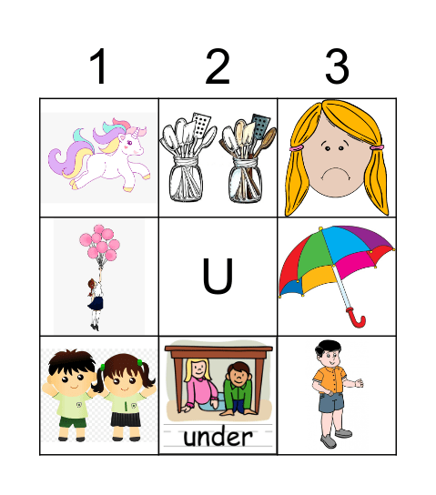 Phonics U Bingo Card