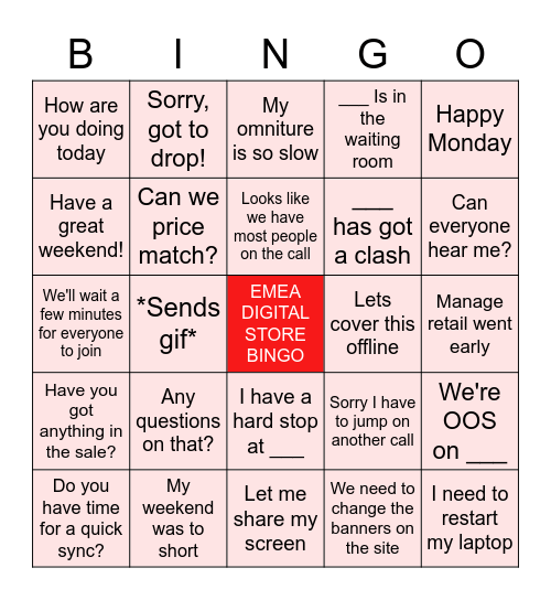 EMEA Online Stores Black Friday Bingo Card
