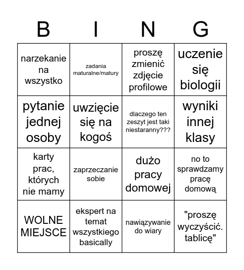 matematyka bingo Card