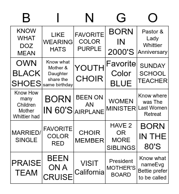 GET TO KNOW BINGO Card